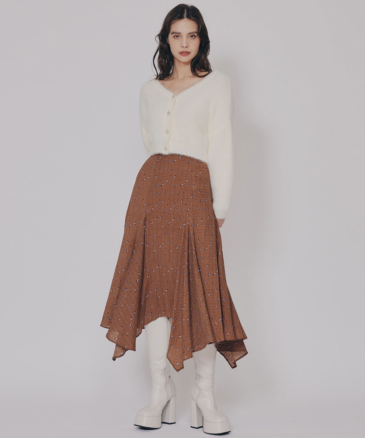 ミニフラワーイレヘムロングスカート