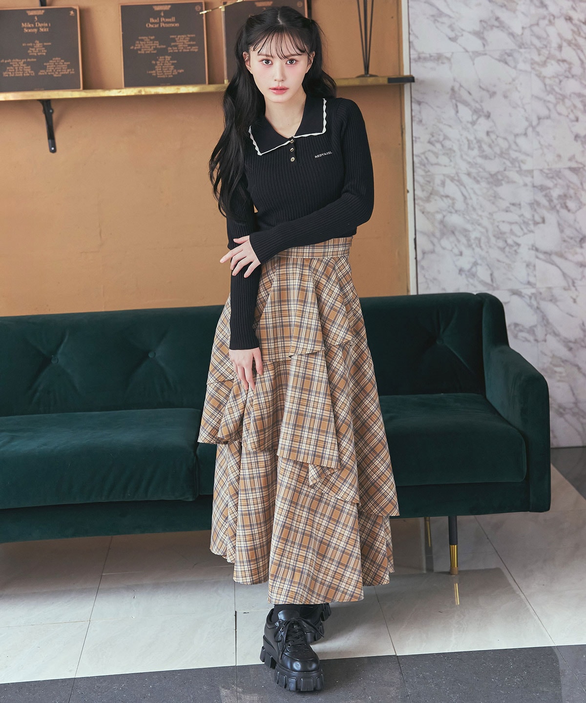 タータンチェックティアードスカート