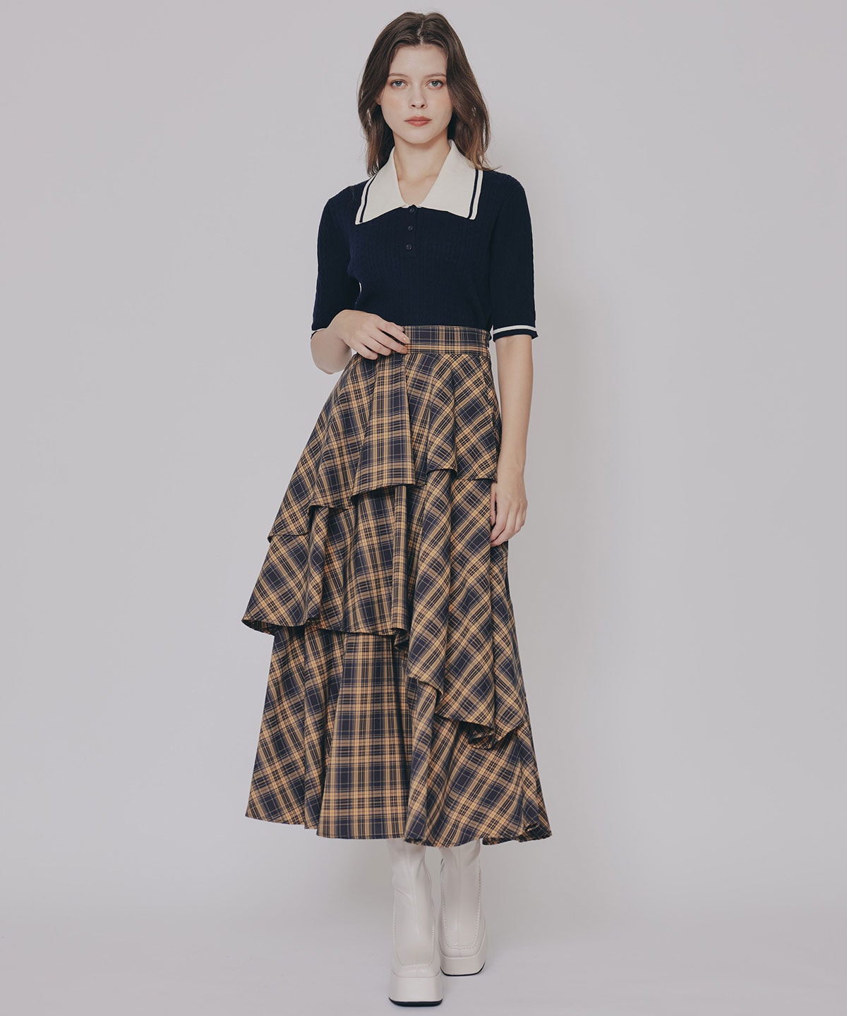タータンチェックティアードスカート