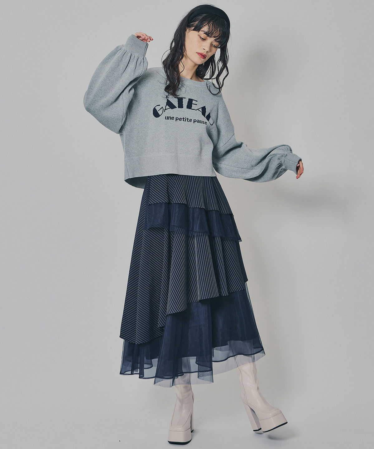 シアーMIXティアードスカート