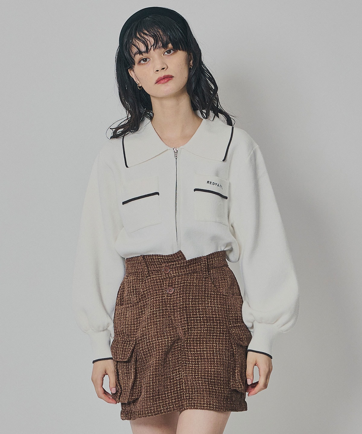 モールツイードカーゴミニスカート