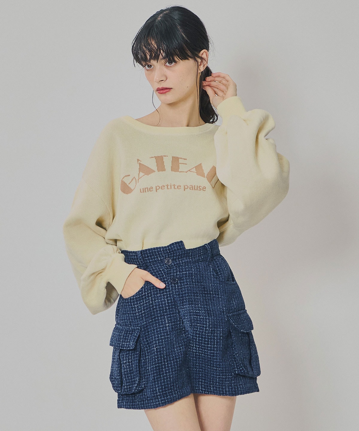 モールツイードカーゴミニスカート