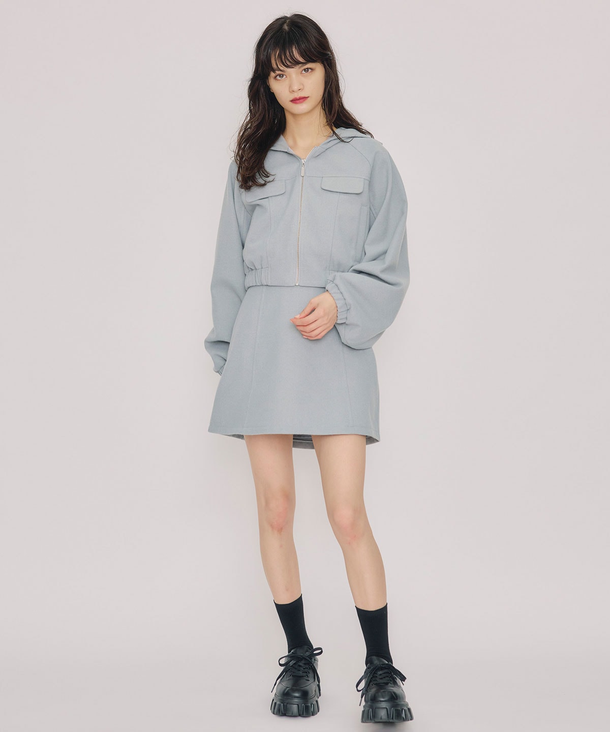 【セットアップ可能】ハイウエストフレアミニスカート