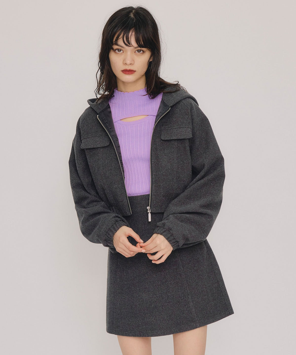 【セットアップ可能】ハイウエストフレアミニスカート