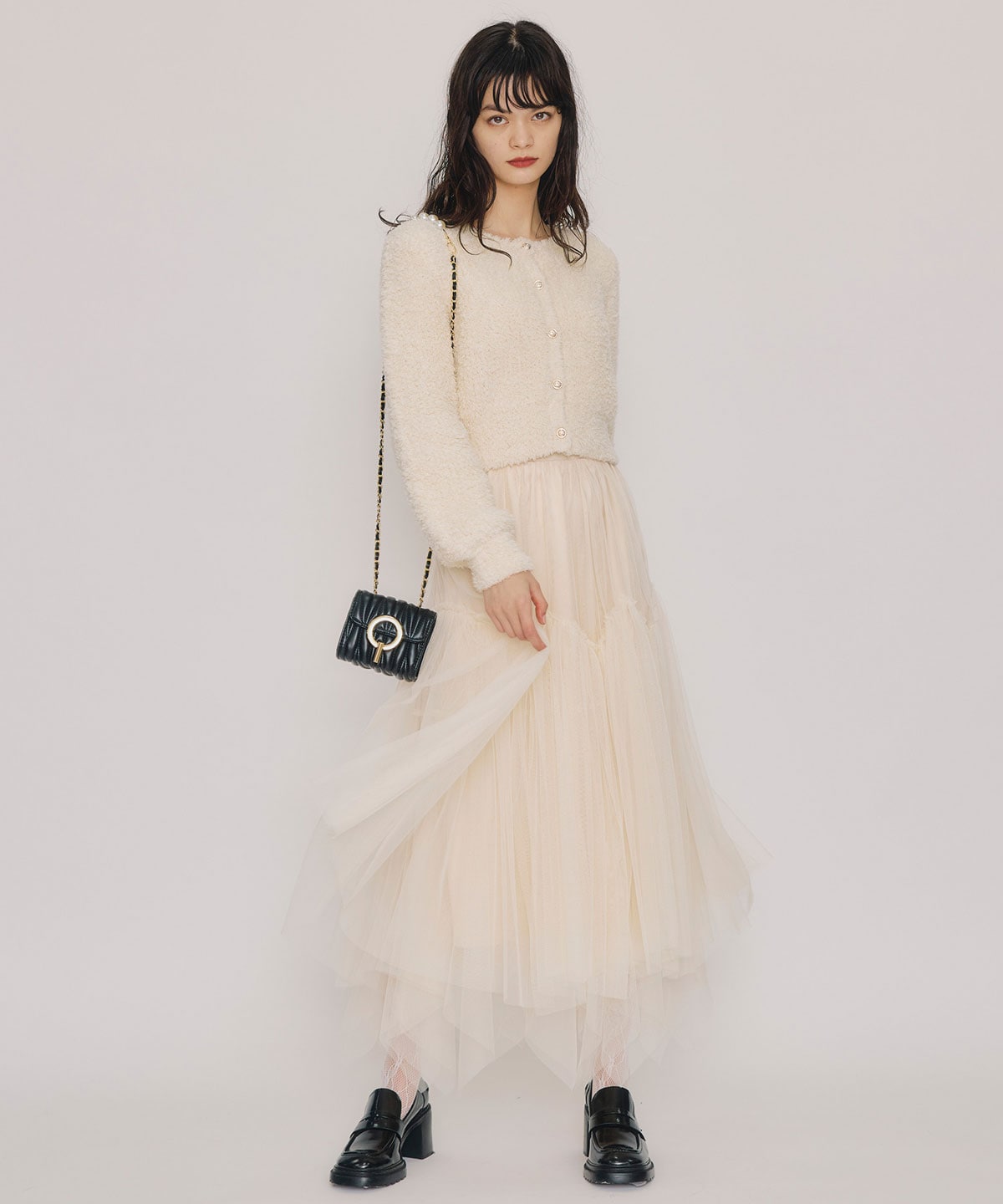 チュールフレアロングスカート