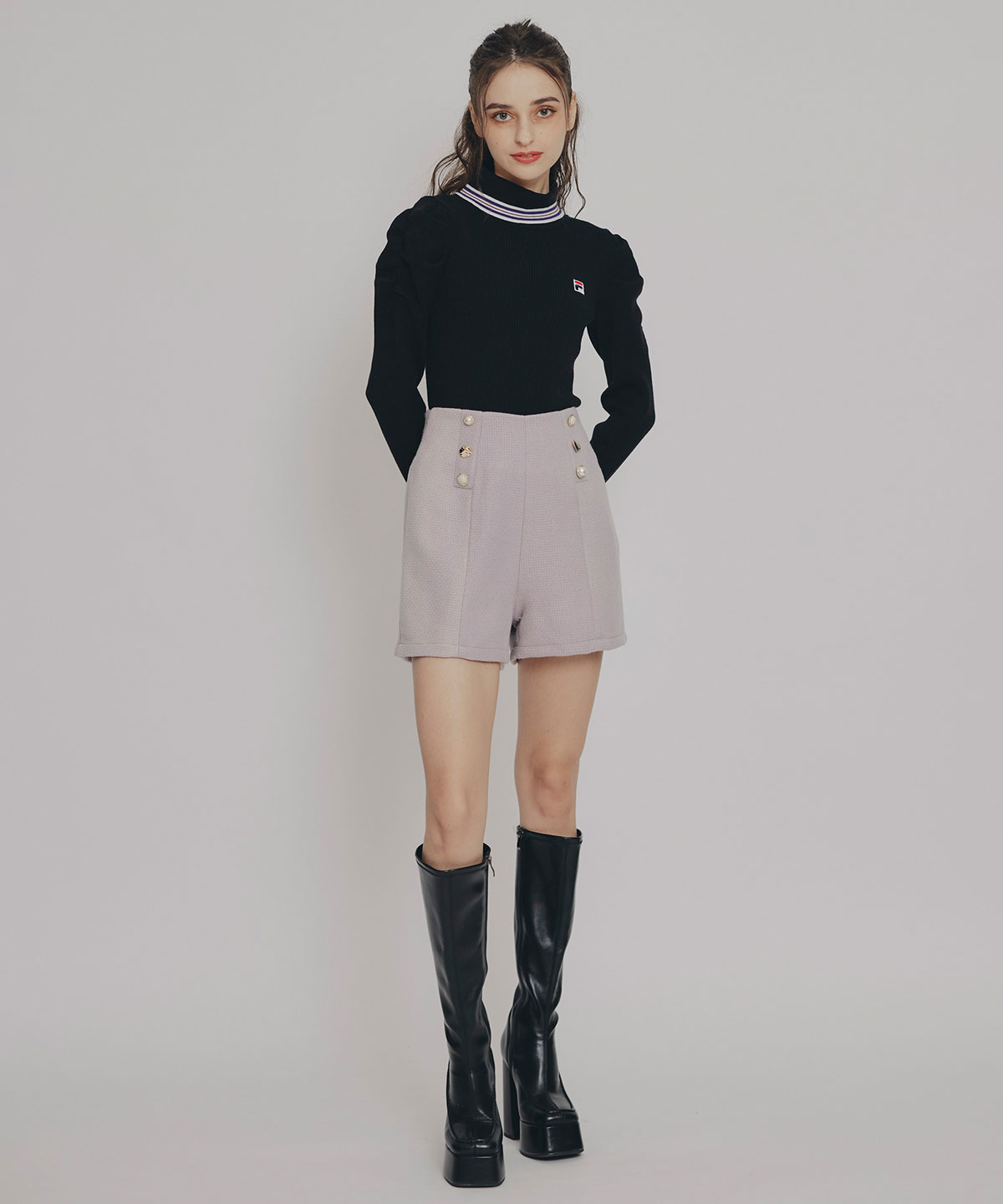 ハイウエストマルチボタンショートパンツ