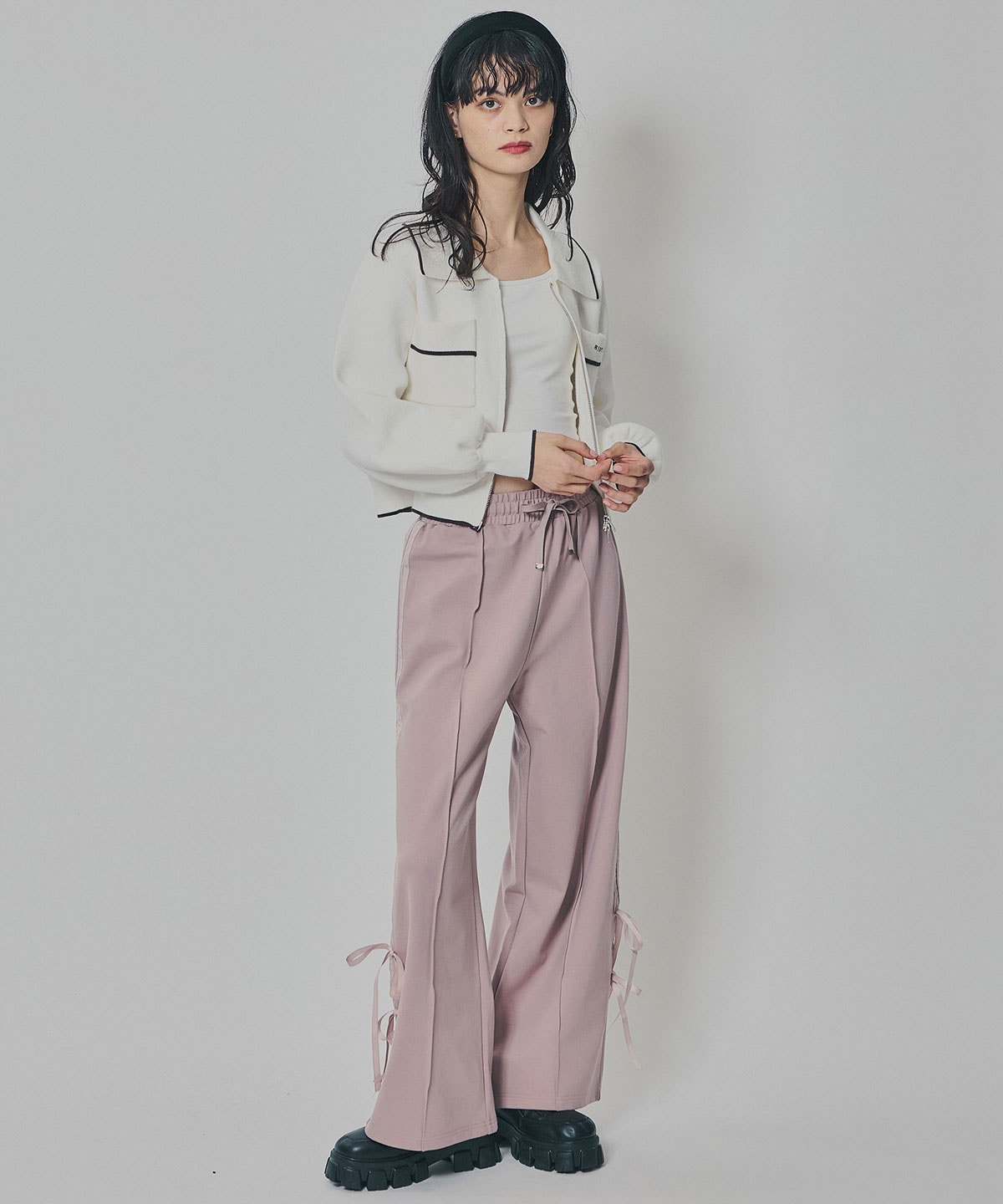 ダブルリボンラインイージーパンツ