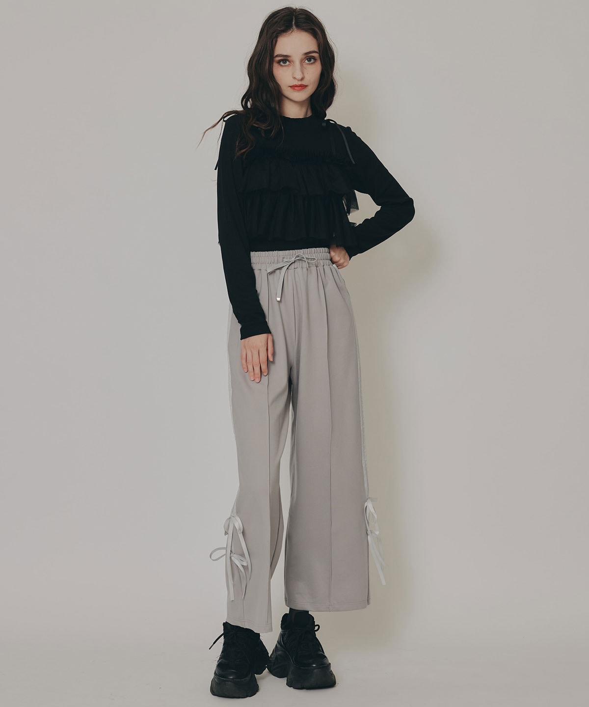 ダブルリボンラインイージーパンツ