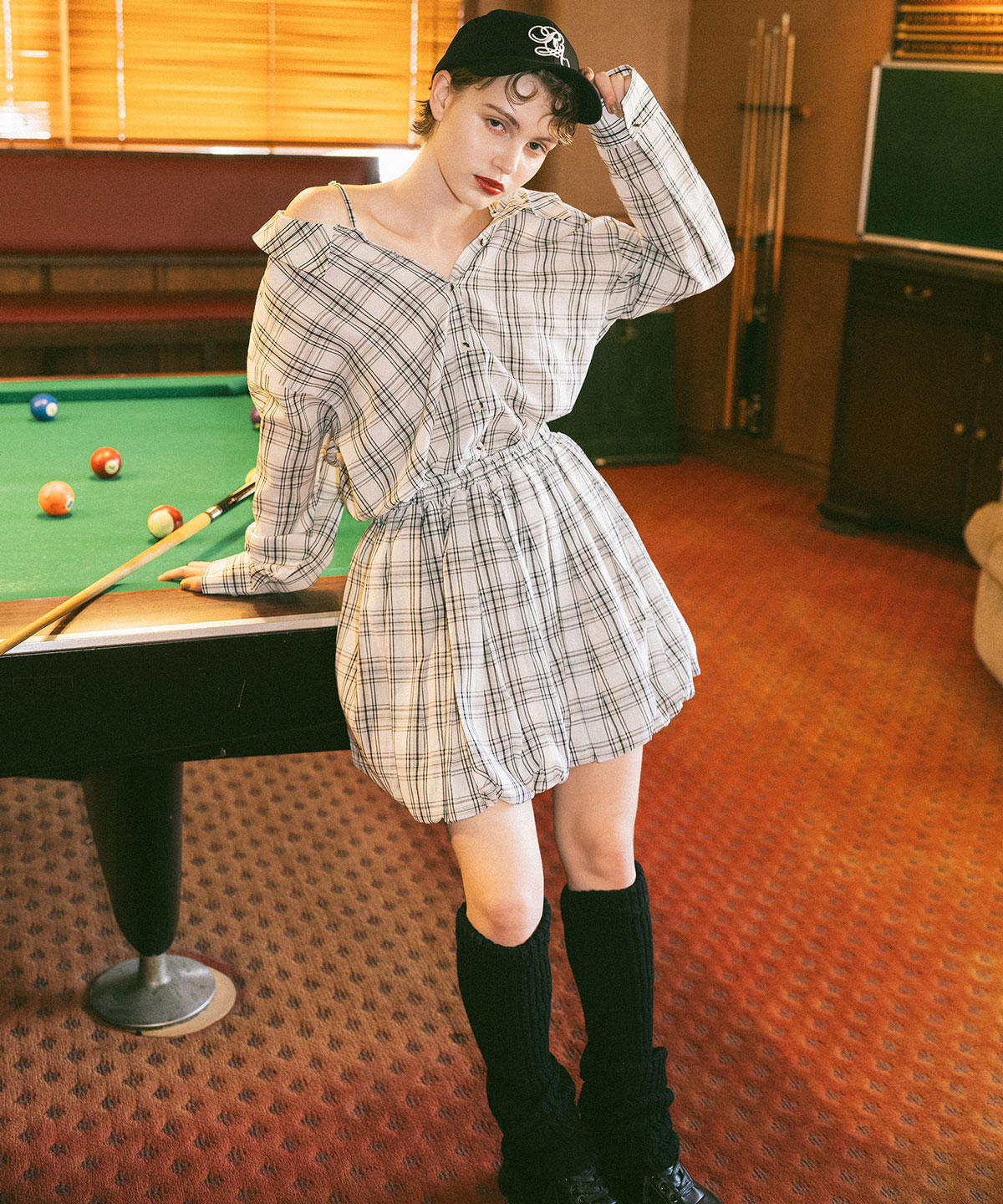 マルチWAYチェックブラウス×バルーンスカートセットアップ