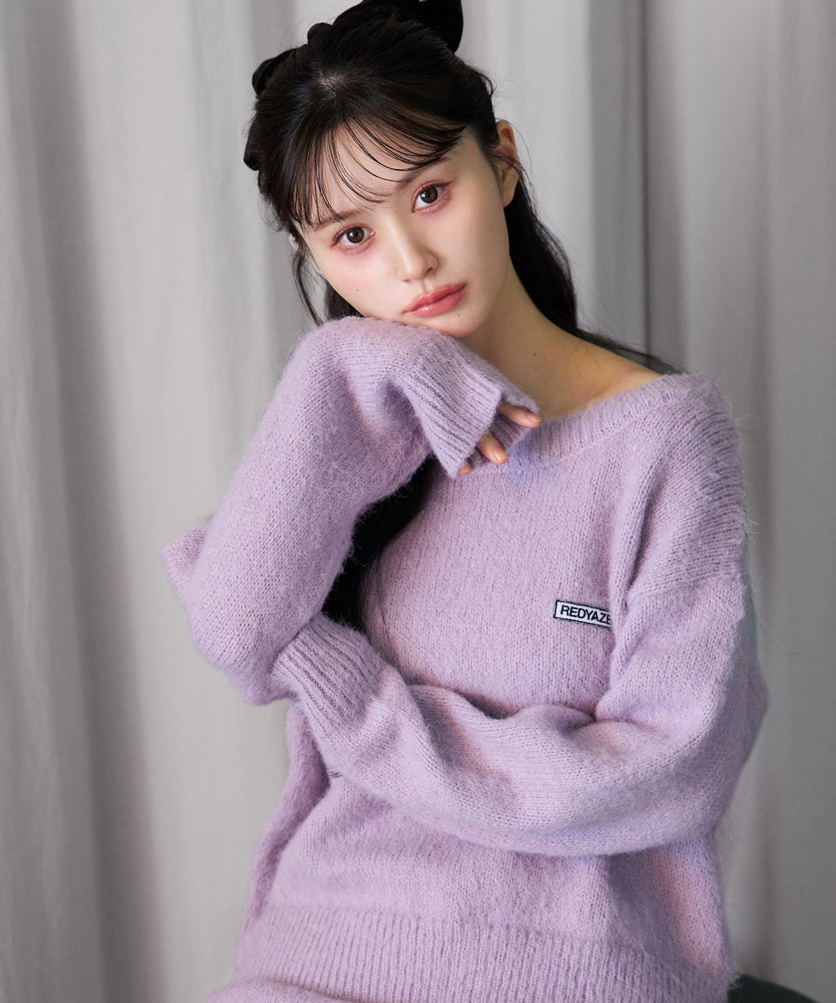 フラッフィニットボーダープルオーバー×タイトミニスカートセットアップ