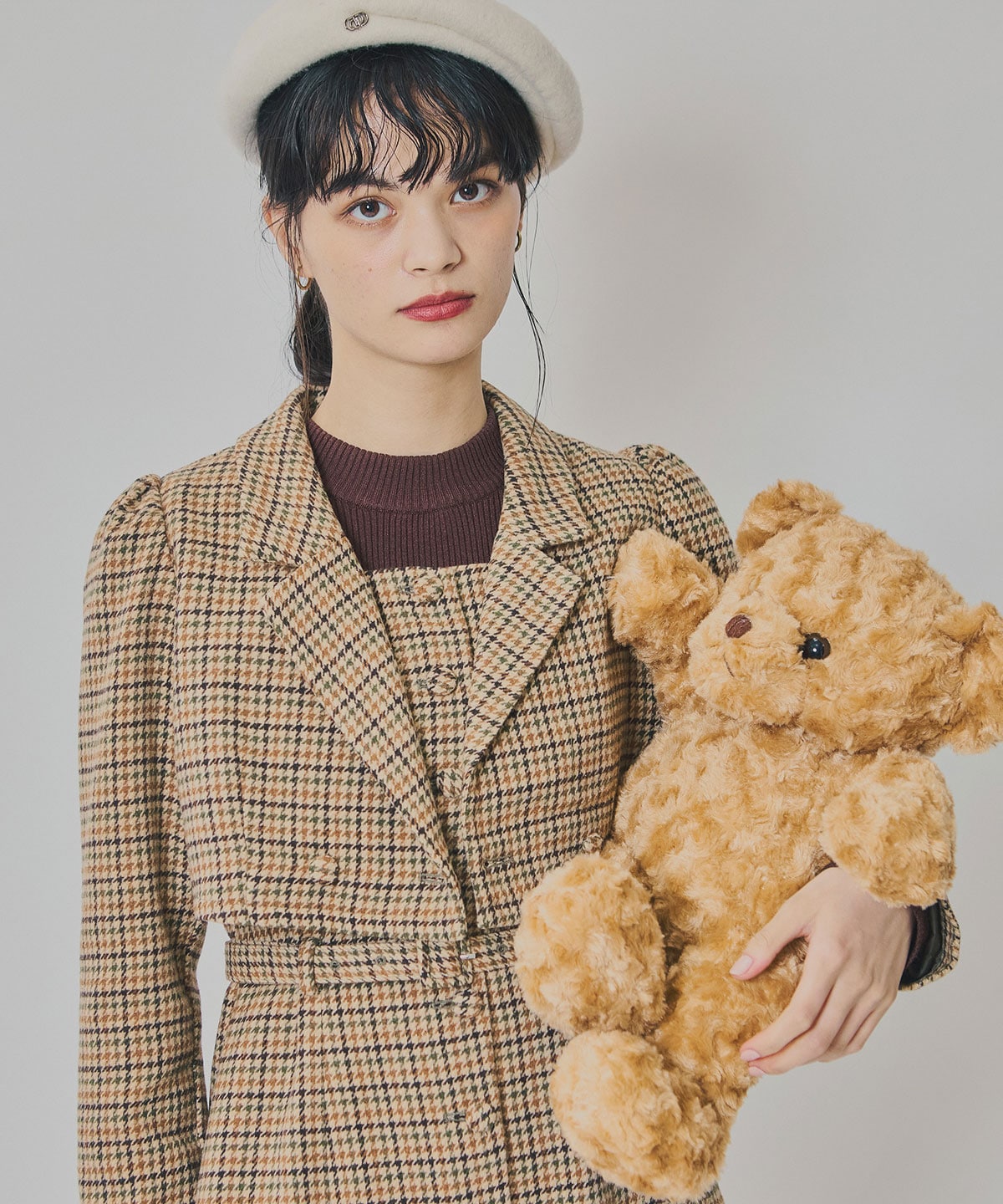 ハウンドトゥースショートジャケット×ミニワンピース