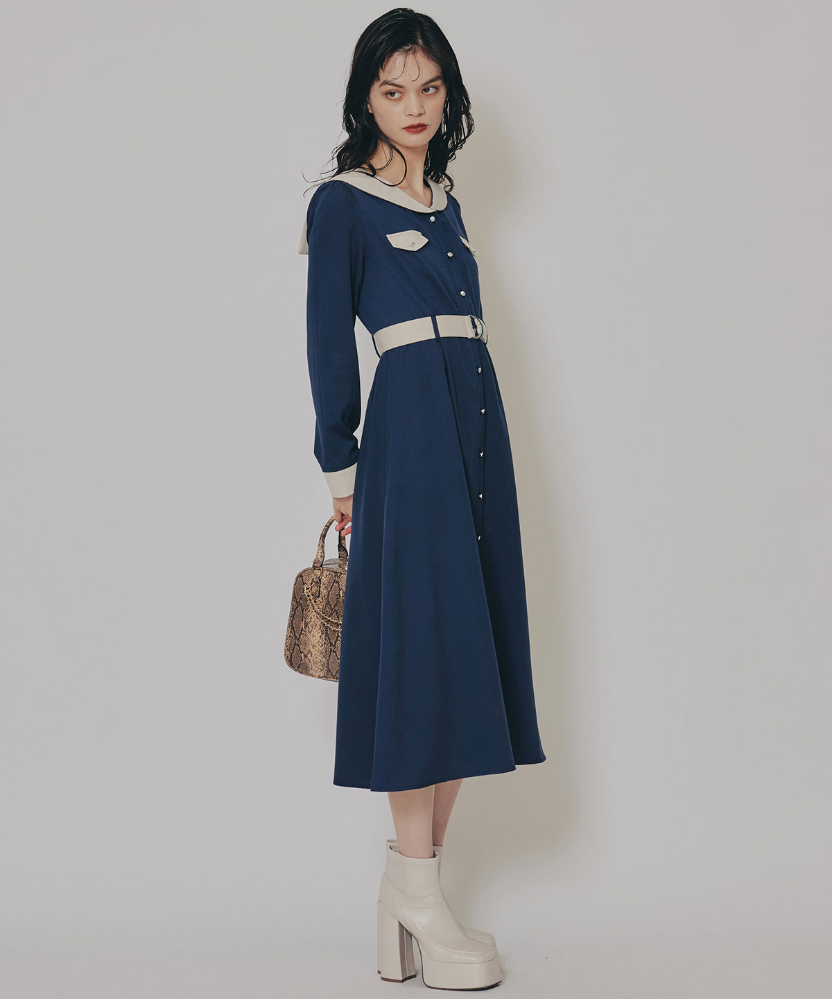 BIGセーラーカラーロングワンピース