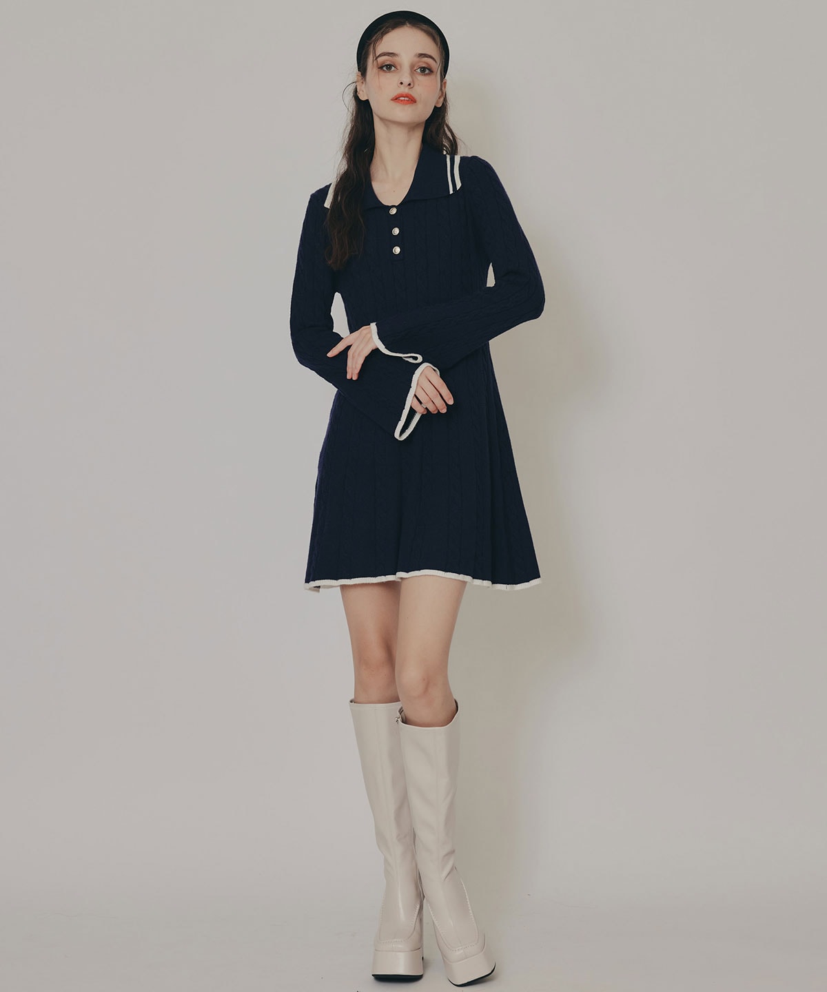 ラインケーブルミニニットワンピース