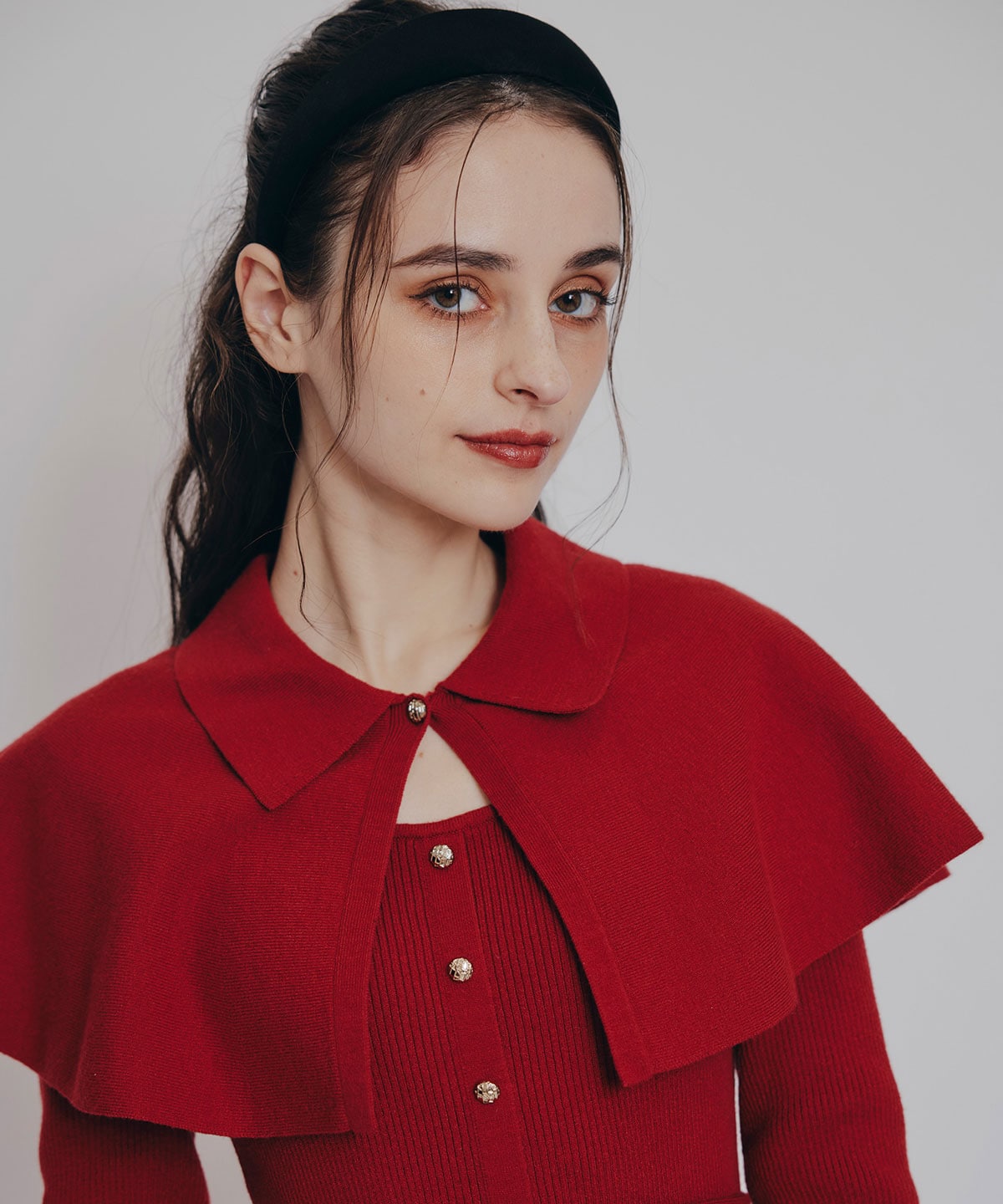 ケープSETニットフレアミニワンピース