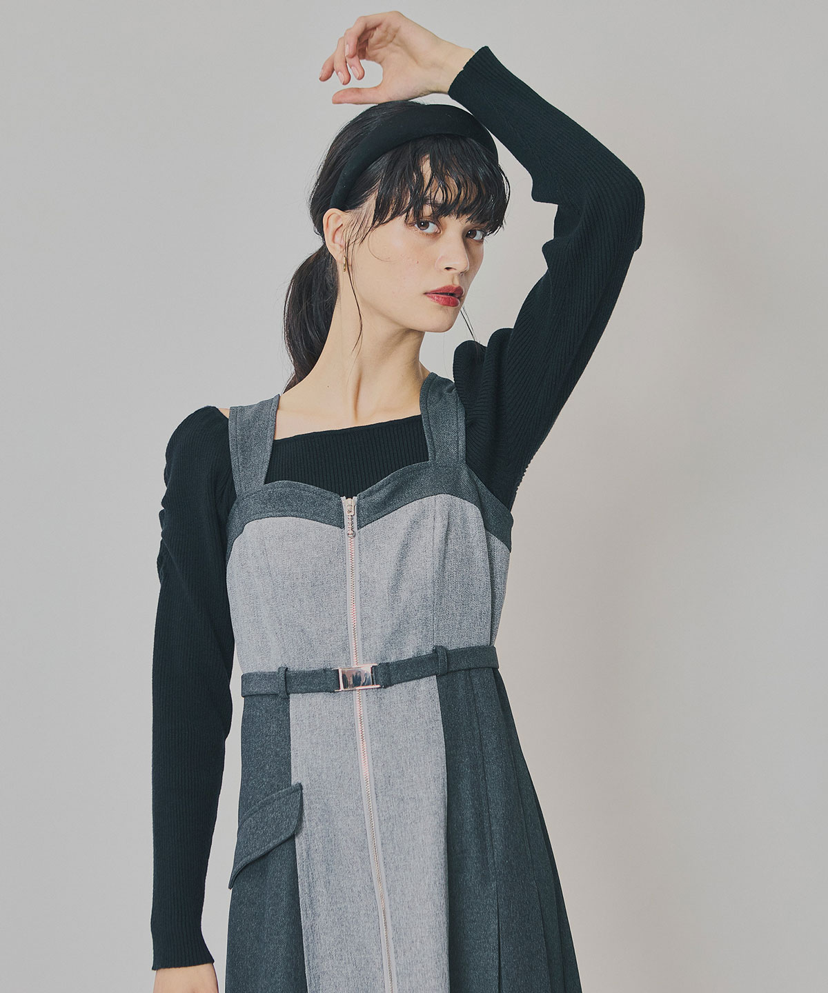 フロントジップバイカラージャンスカ