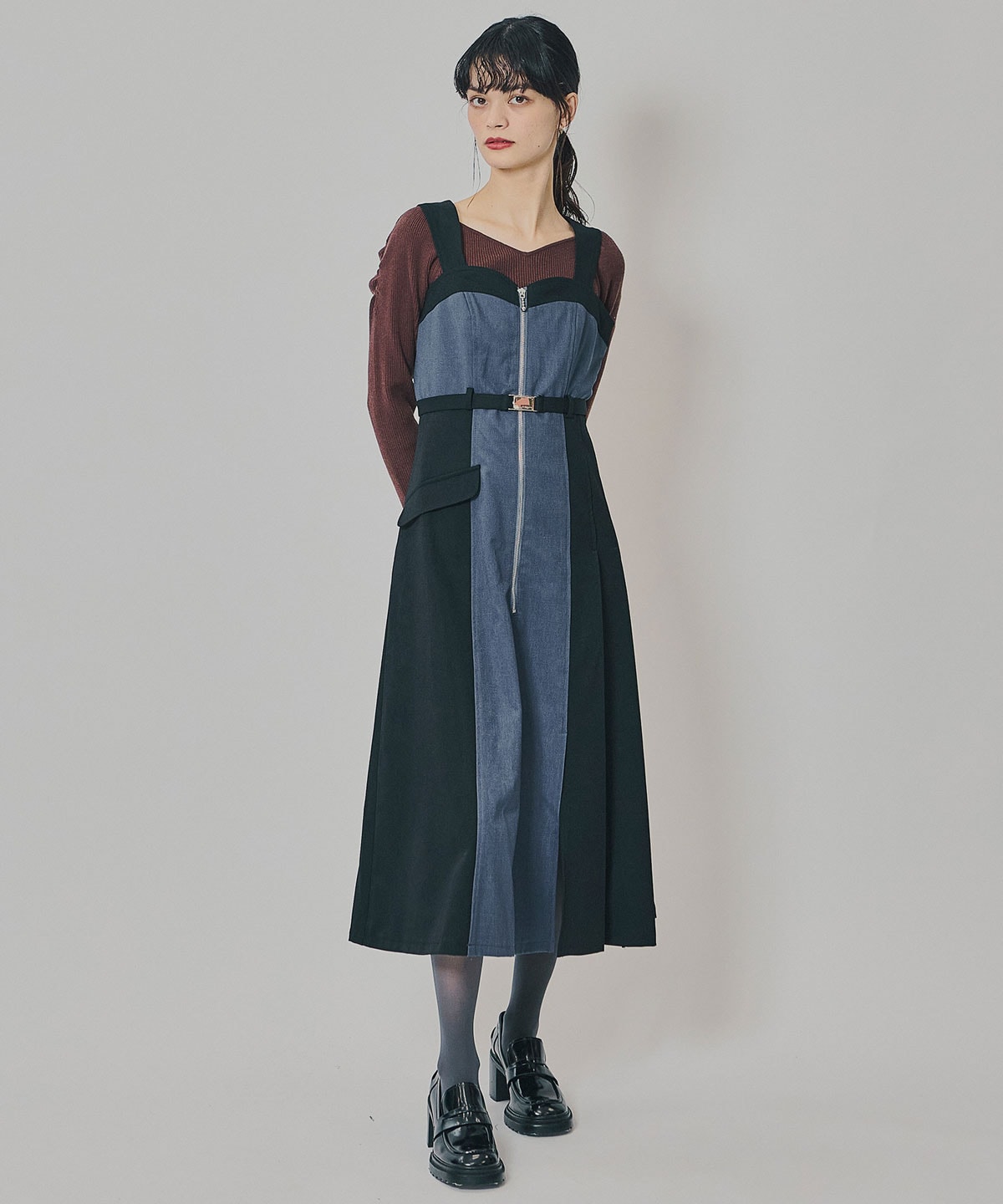 フロントジップバイカラージャンスカ