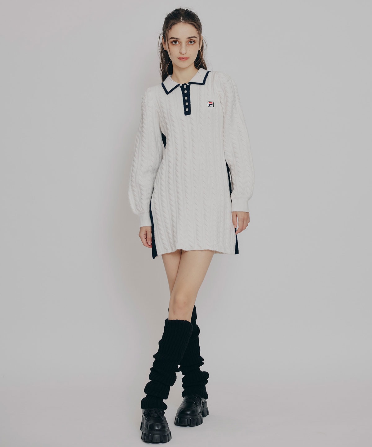 ［FILA×REDYAZEL］ケーブルニットポロミニワンピース
