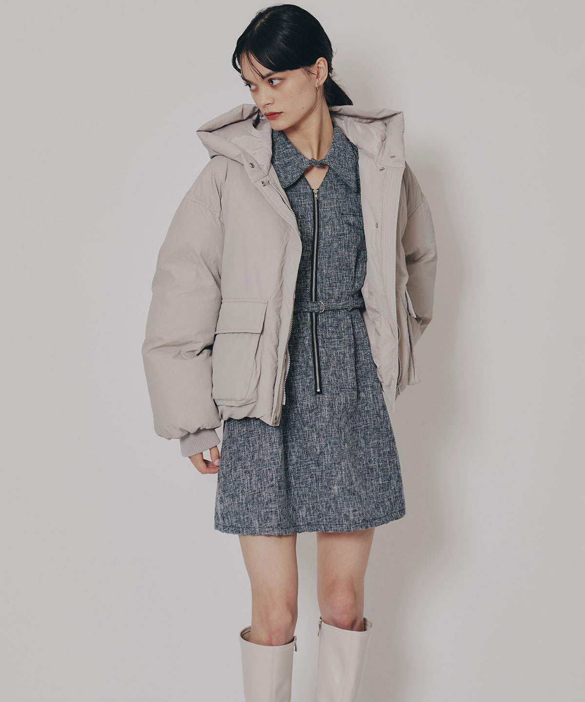 フラップポケットファイバーダウンジャケット