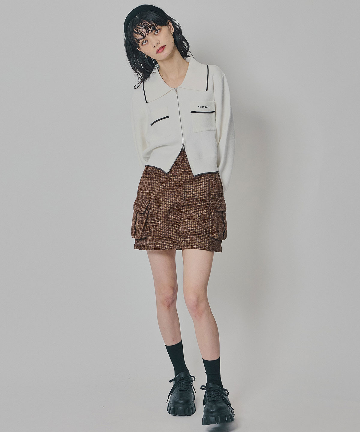 バイカラーラインZIPニットジャケット