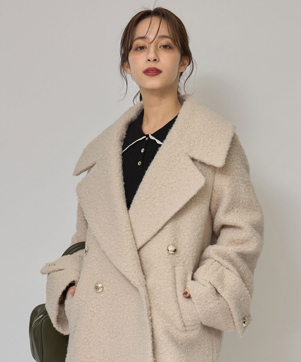 ボアダブルミドルコート