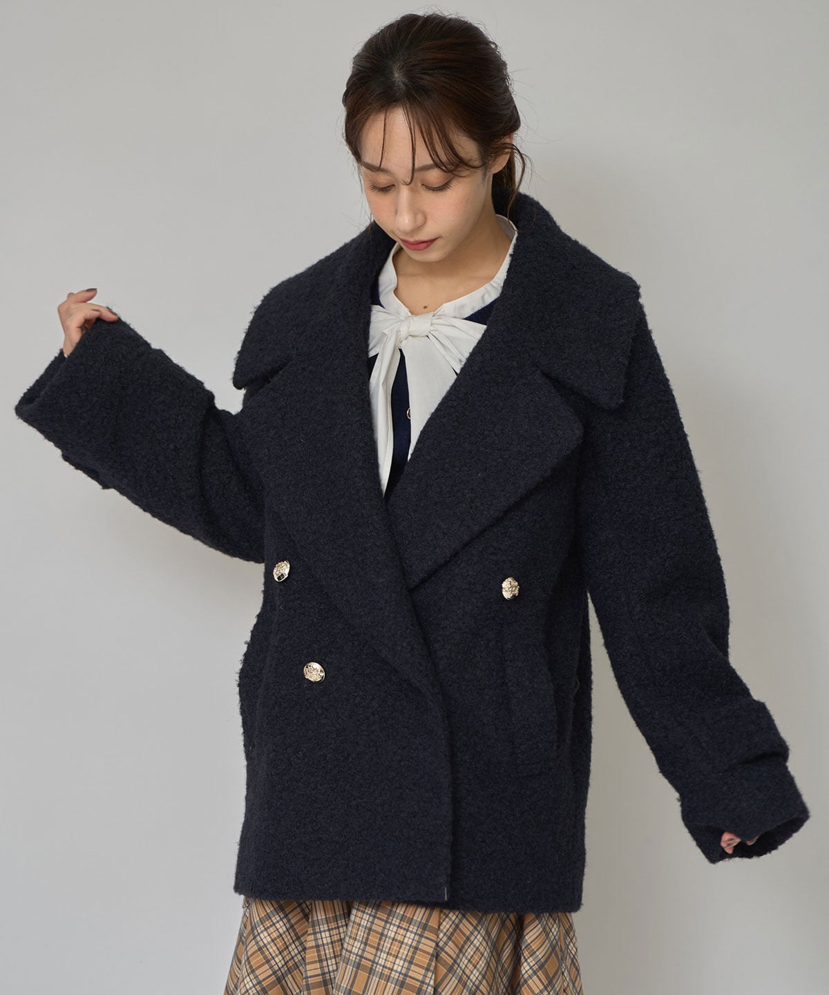 ボアダブルミドルコート