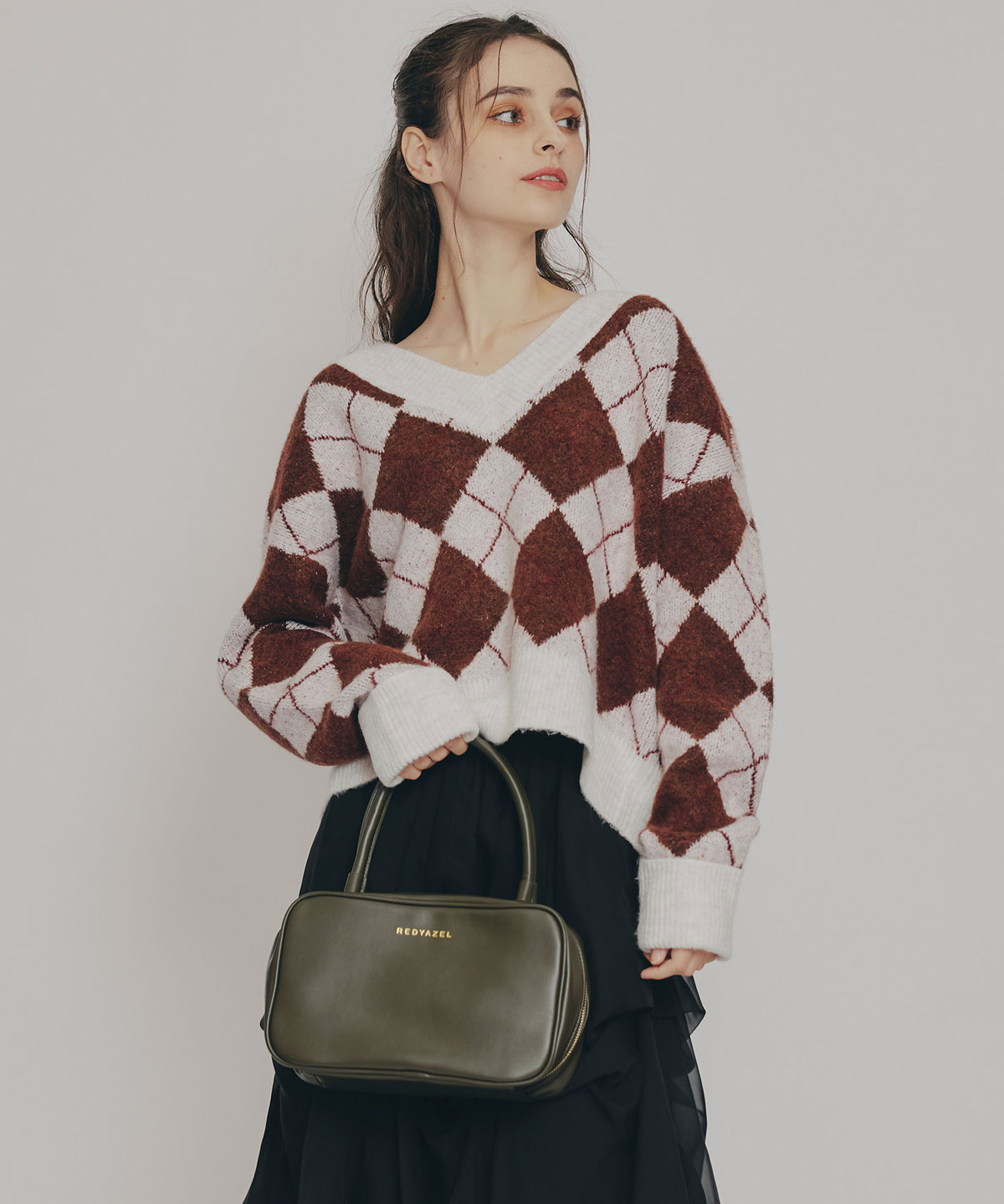 アーガイルVネックニットプルオーバー