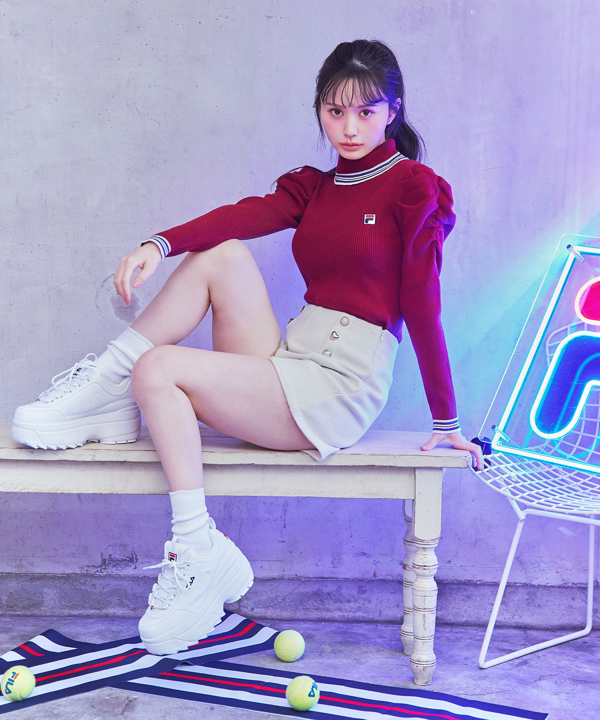 ［FILA×REDYAZEL］ラインタートルニットプルオーバー