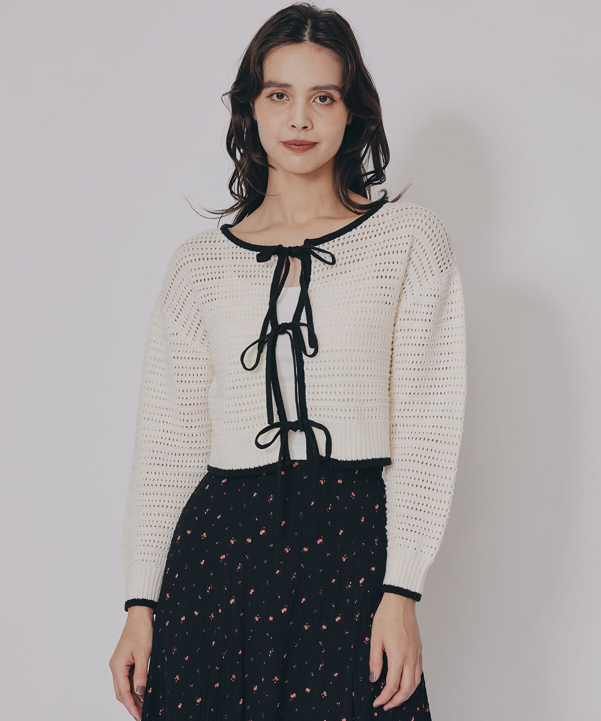 リボンニットカーディガン