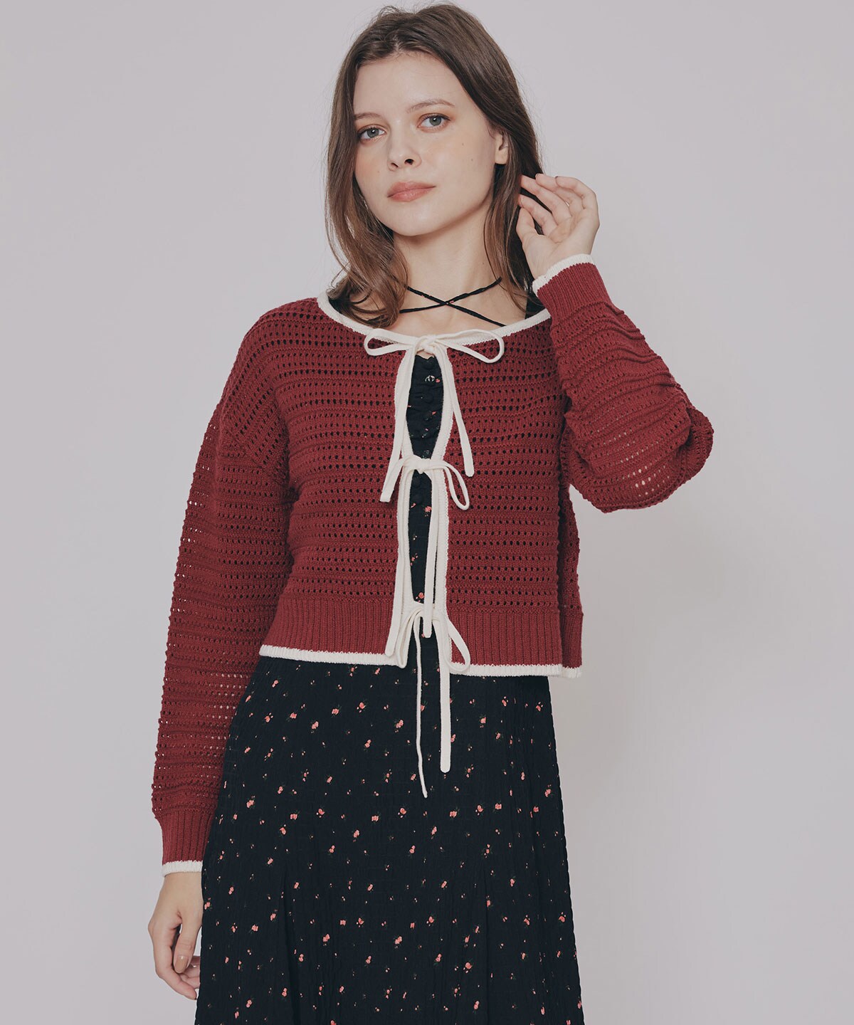 リボンニットカーディガン