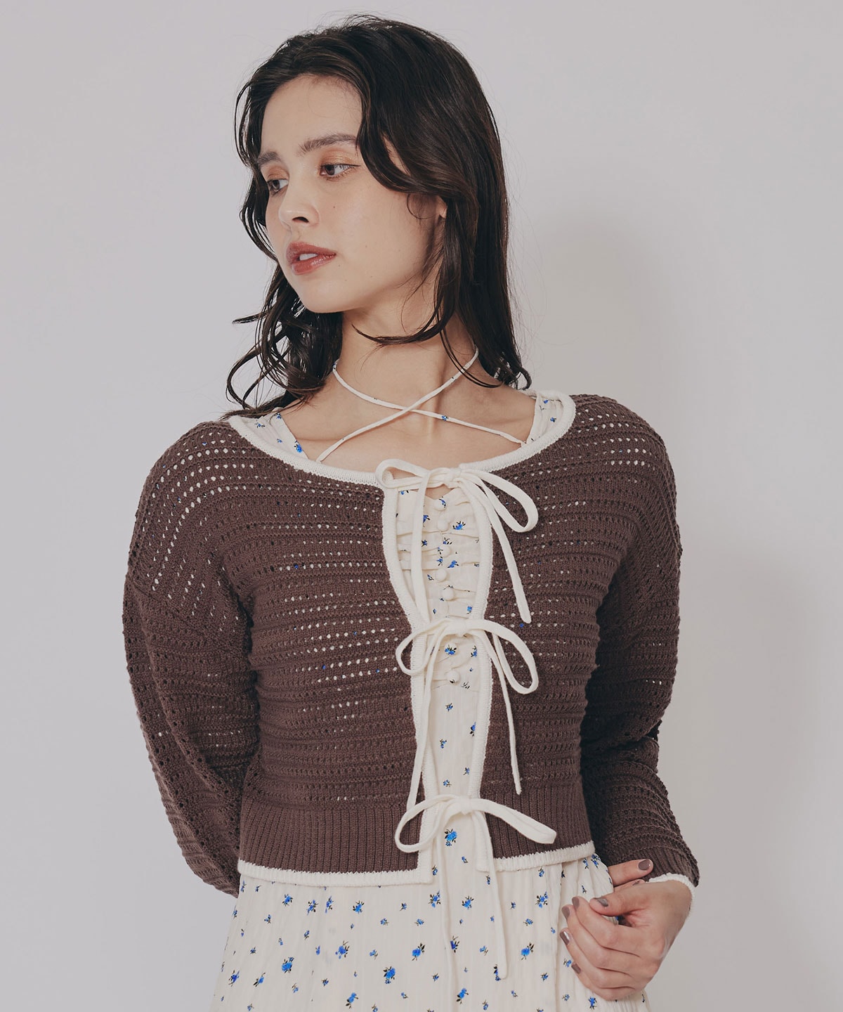 リボンニットカーディガン