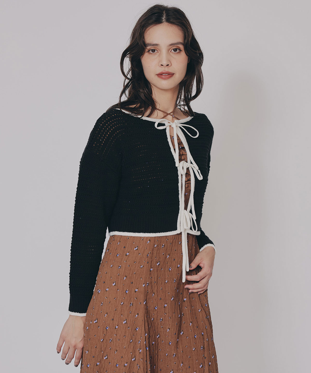 リボンニットカーディガン