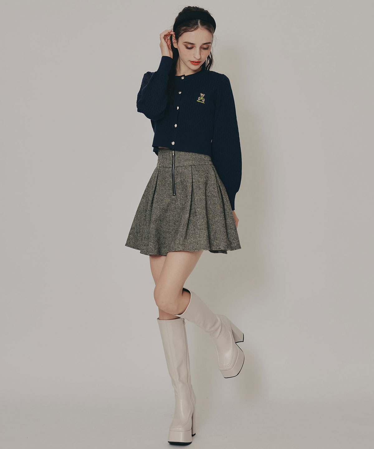 Azelyミニケーブルニットカーディガン