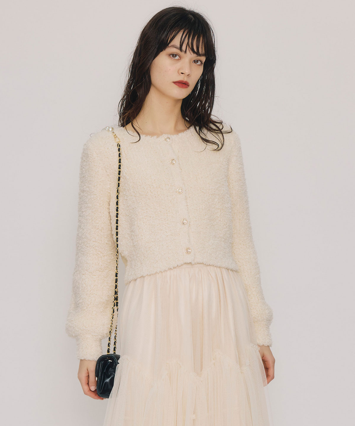 フラッフィブークレシャギーニットカーディガン