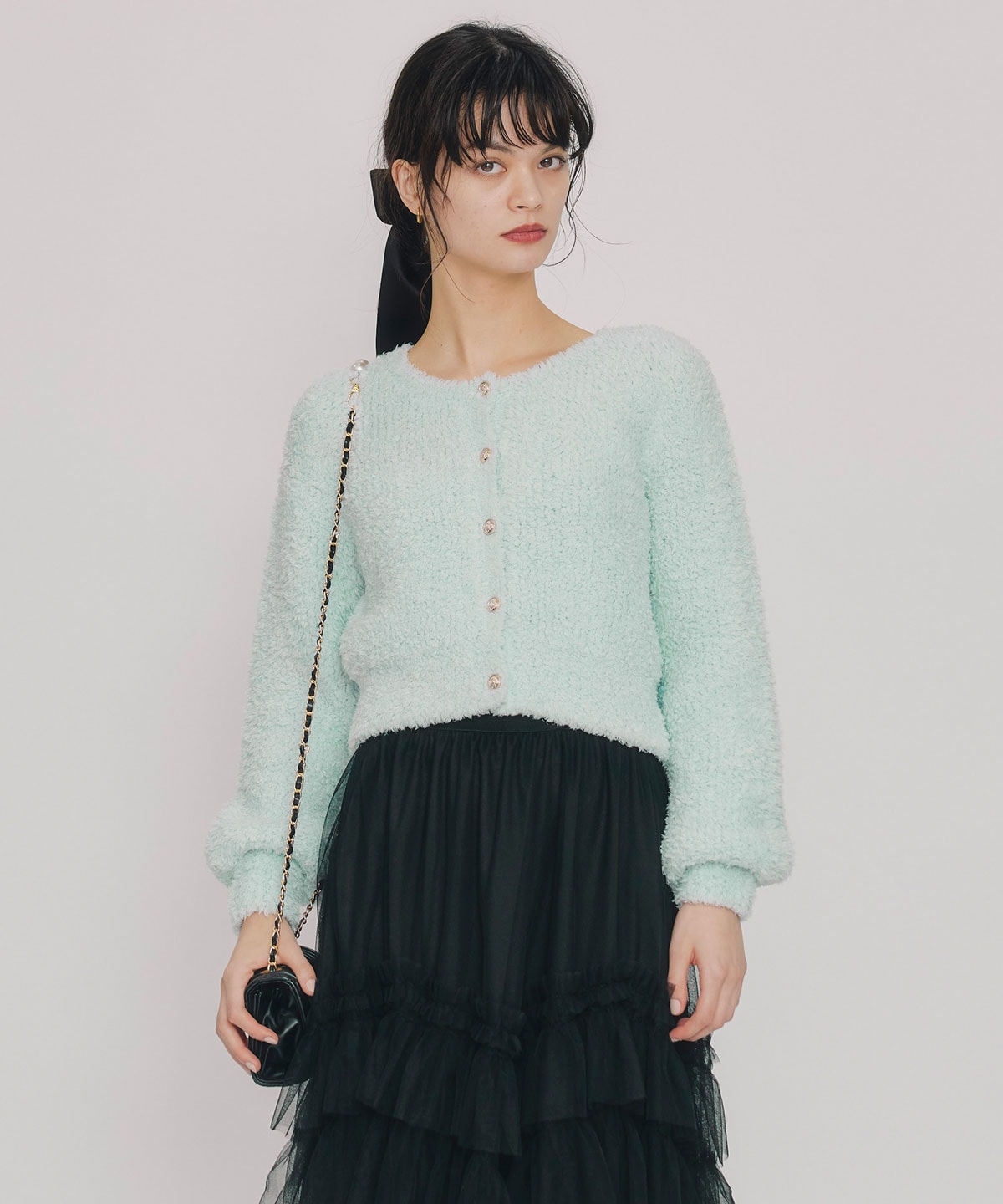 フラッフィブークレシャギーニットカーディガン