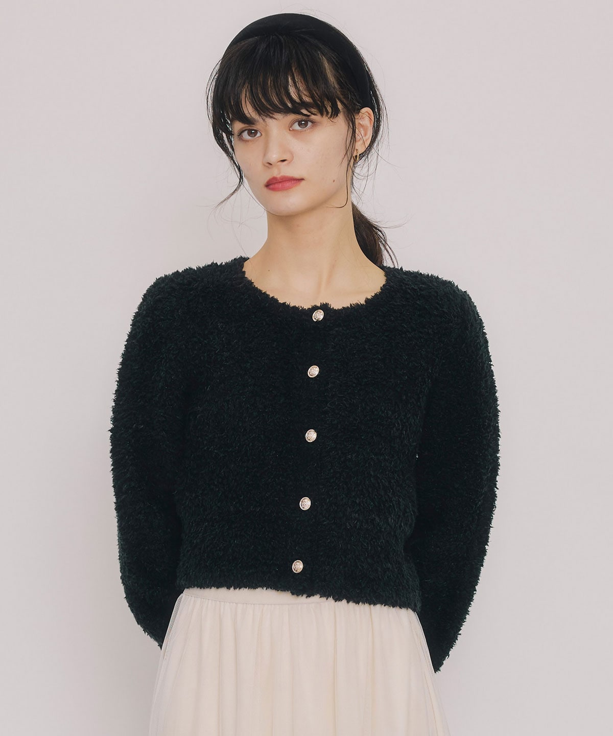 フラッフィブークレシャギーニットカーディガン