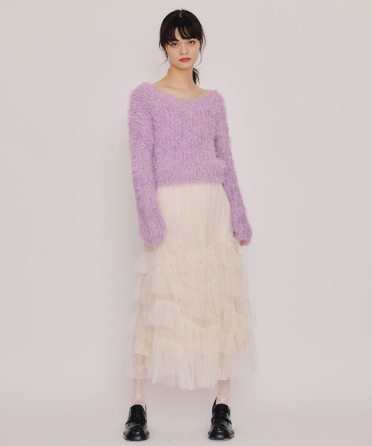 ブークレラメシャギーニットプルオーバー