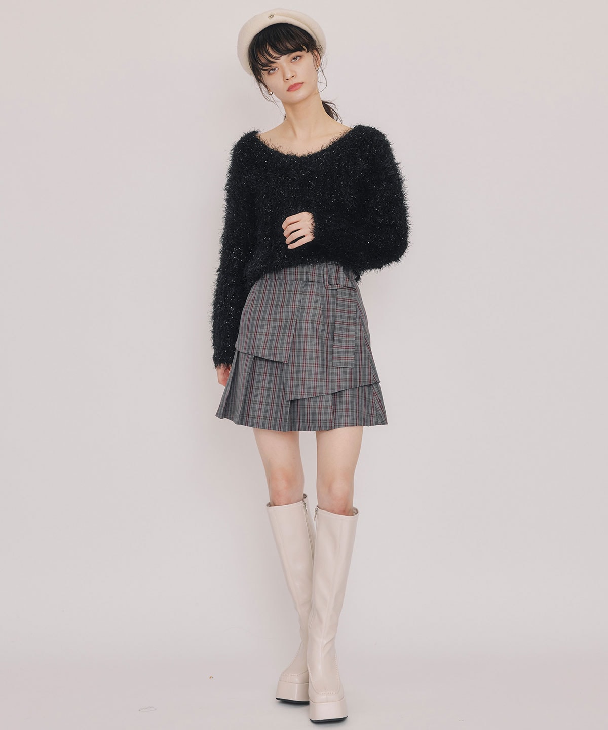 ブークレラメシャギーニットプルオーバー