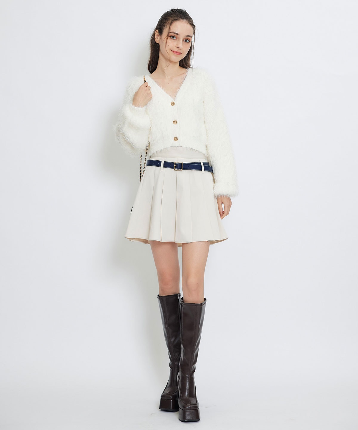 コンパクトシャギーニットカーディガン