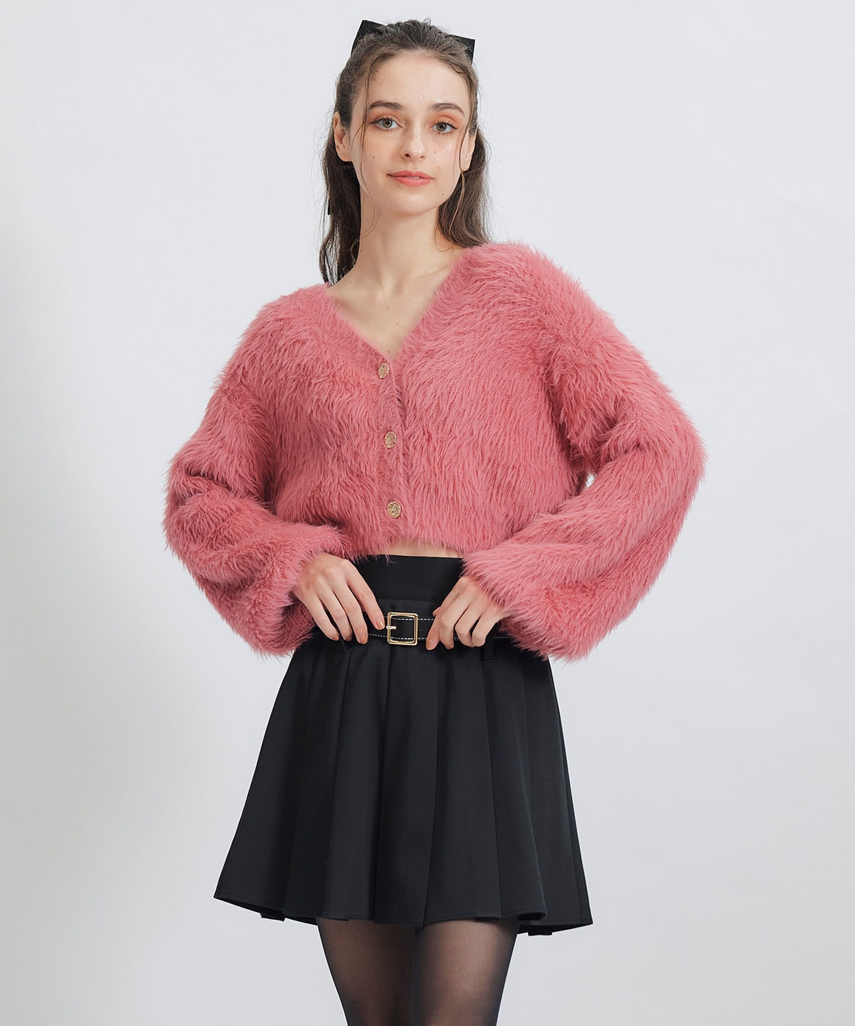 コンパクトシャギーニットカーディガン