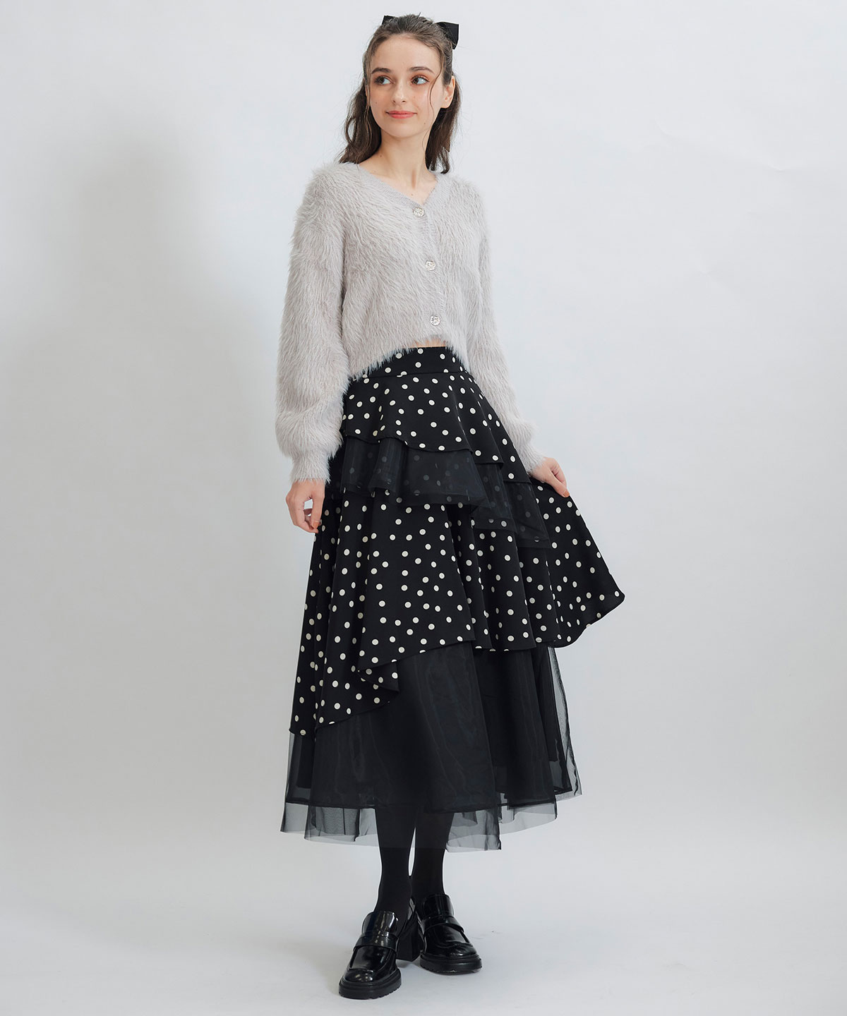 コンパクトシャギーニットカーディガン