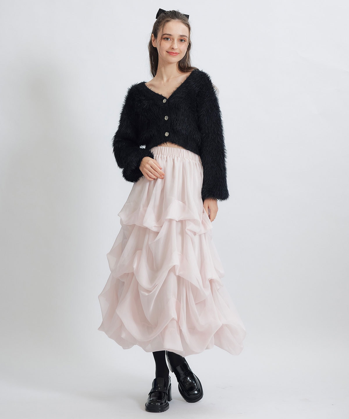 コンパクトシャギーニットカーディガン