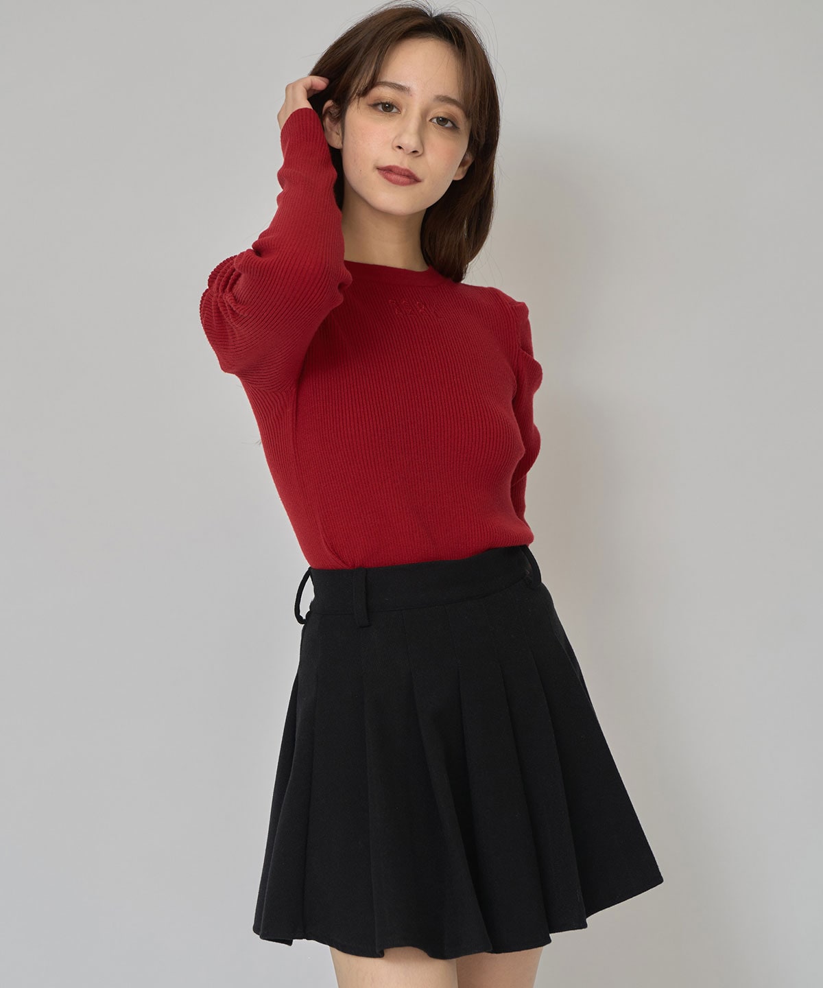 パワショルロゴリブニットトップス