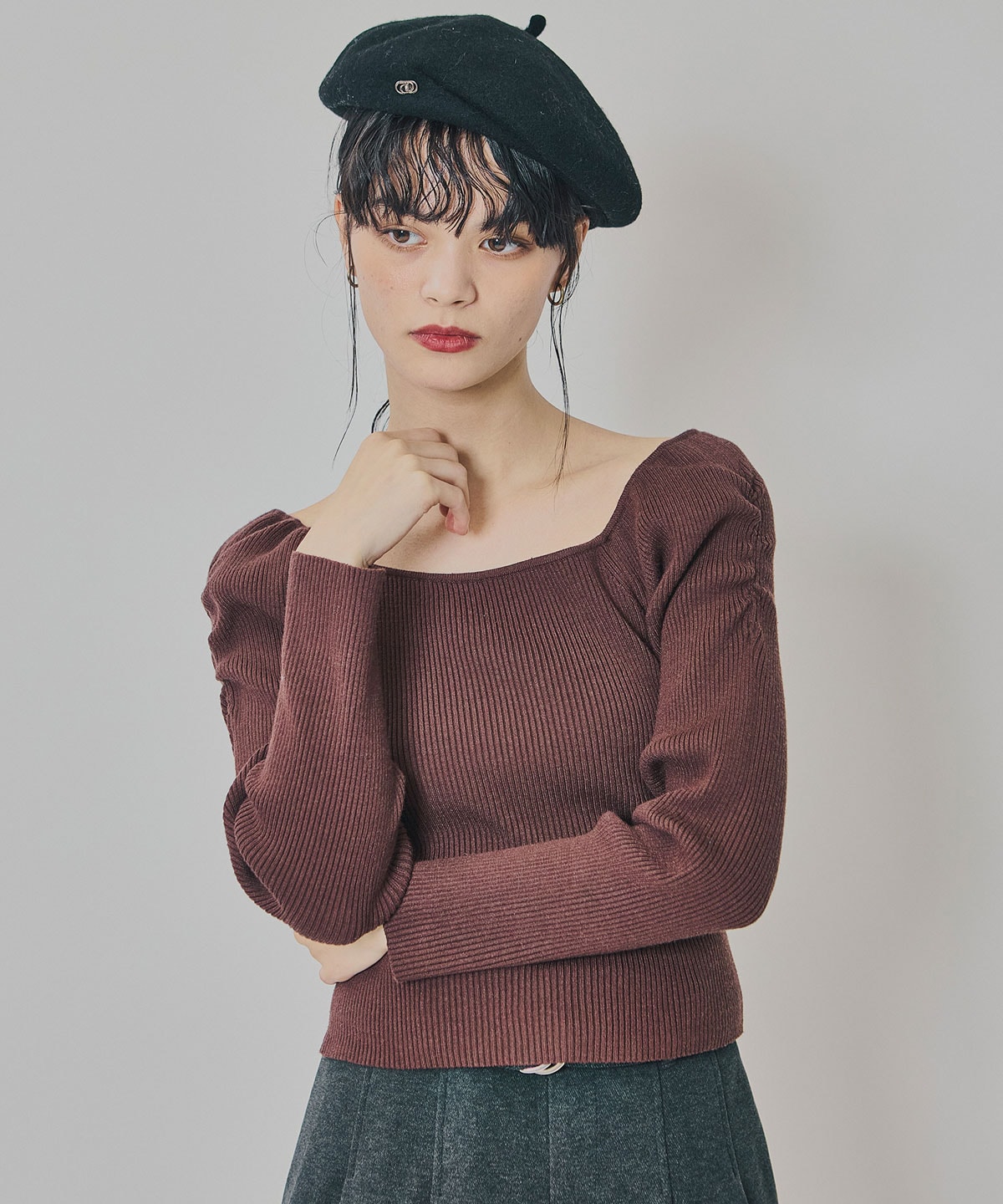 4wayリブニットトップス