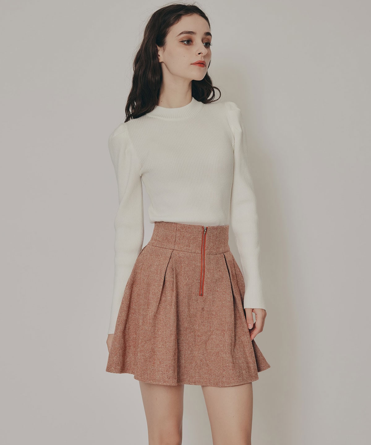 パワショルボトルネックニットトップス