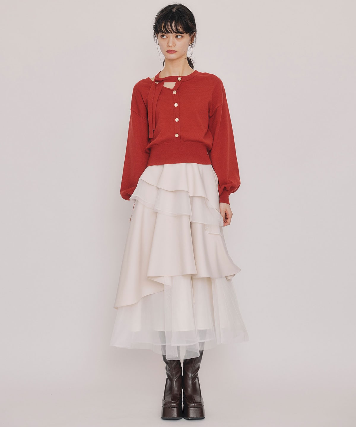 アシメカットデザインニットプルオーバー