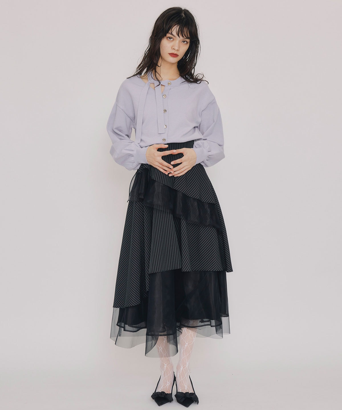 アシメカットデザインニットプルオーバー