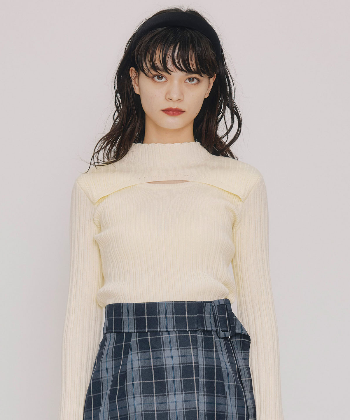 レイヤードデザインランダムリブニットプルオーバー