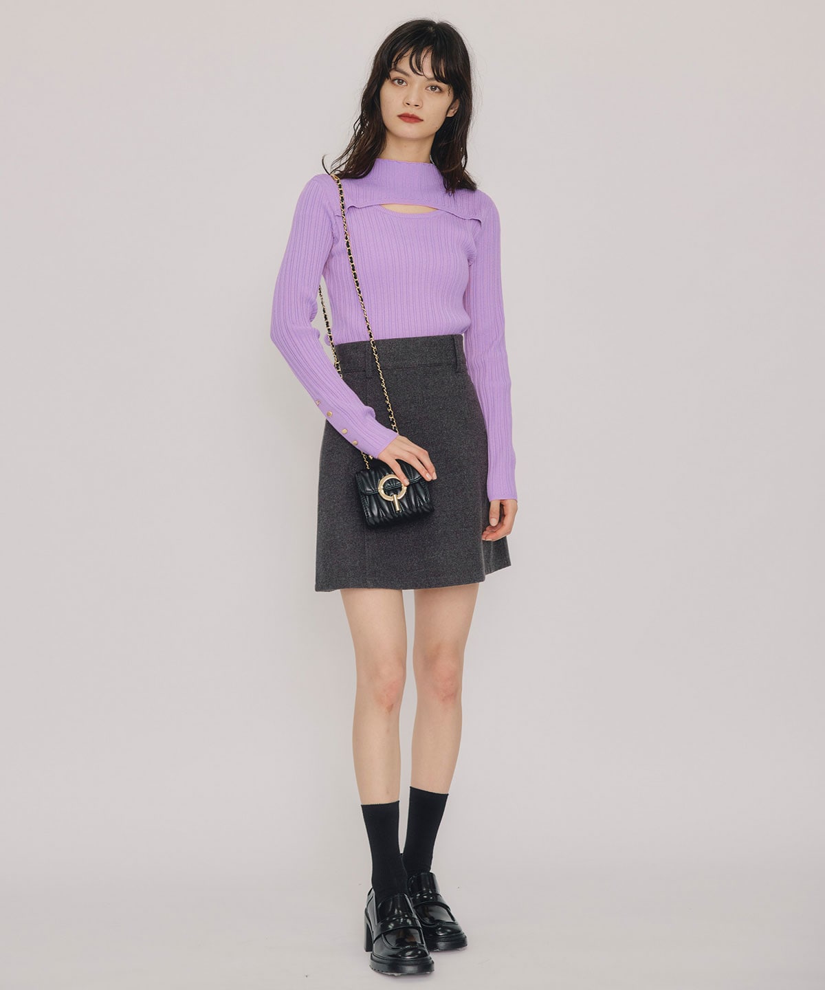 レイヤードデザインランダムリブニットプルオーバー