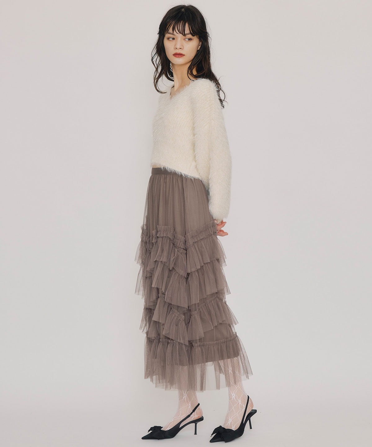 ラメシャギーニットプルオーバー