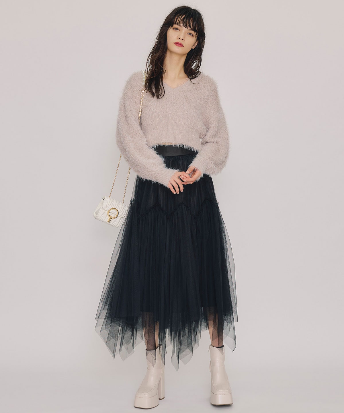 ラメシャギーニットプルオーバー